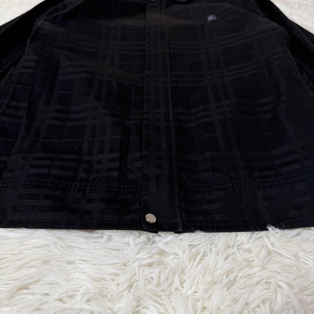 希少L バーバリーブラックレーベル ホースロゴ シャドーチェック ジャケット 黒