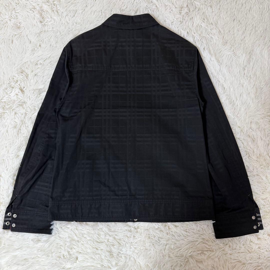 希少L バーバリーブラックレーベル ホースロゴ シャドーチェック ジャケット 黒
