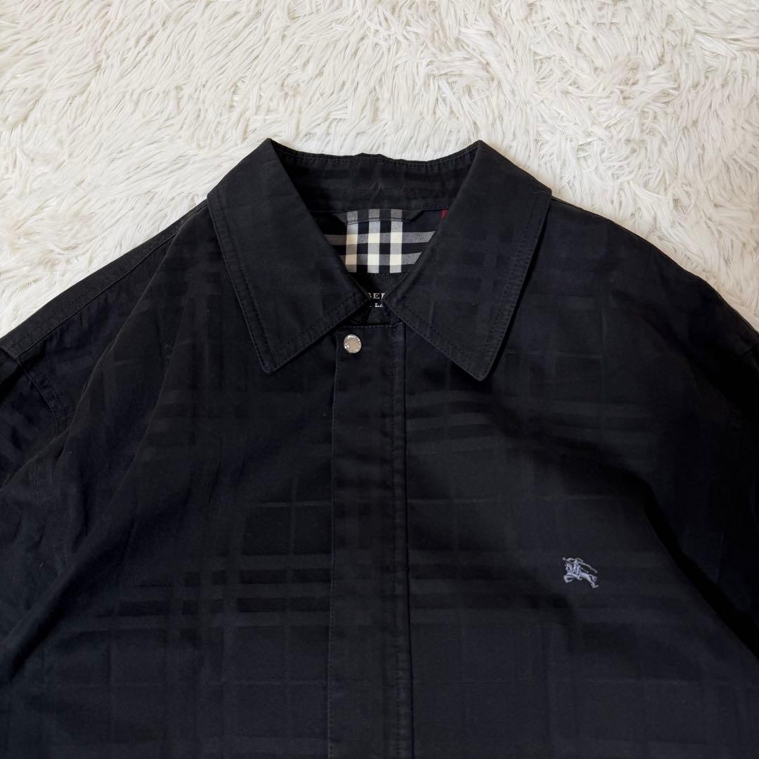 希少L バーバリーブラックレーベル ホースロゴ シャドーチェック ジャケット 黒