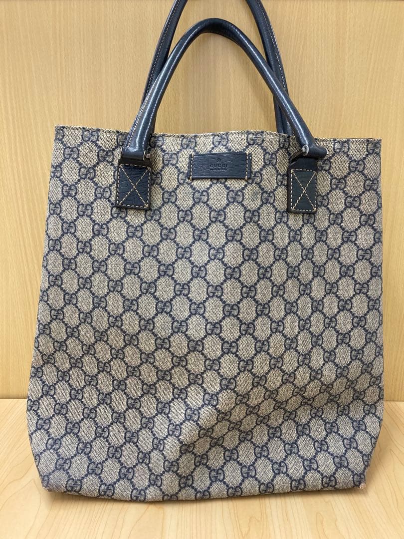 GUCCI GGパターン トートバッグ ベージュ/ネイビー