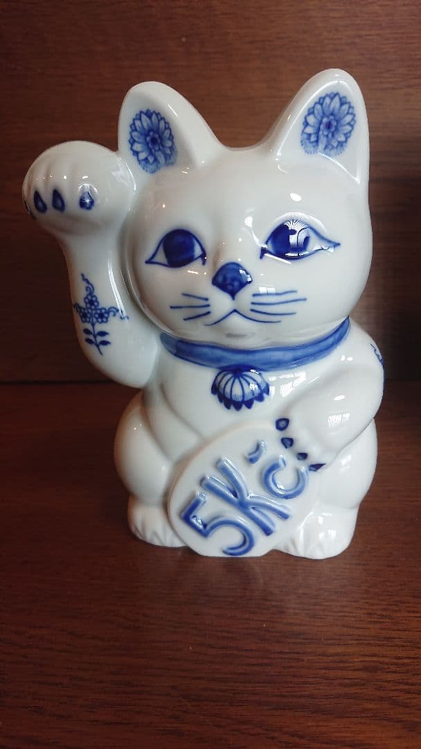 BOHEMIA Blue Onion ボヘミア ブルーオニオン 招き猫 貯金箱