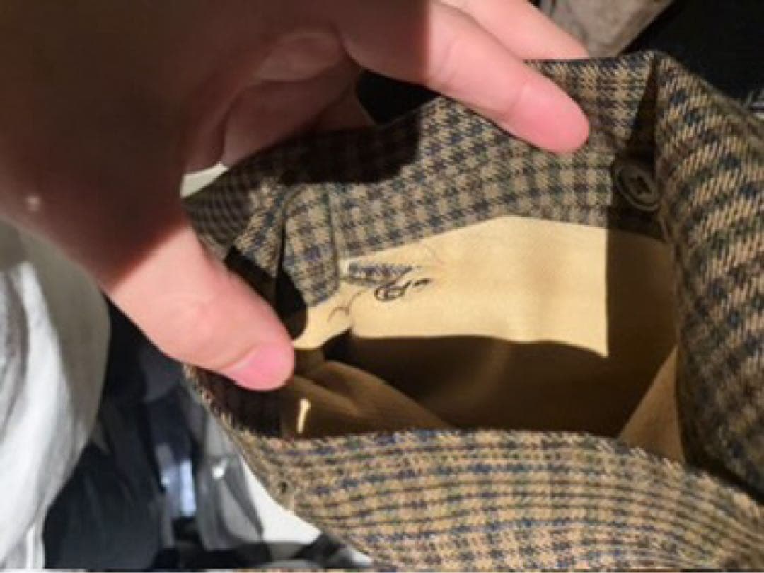 ヴィンテージ バーバリー　一枚袖　ウール　ブラウンチェック　ツィード　コットン