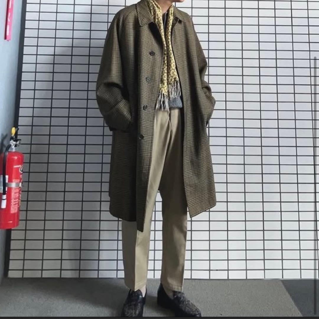 ヴィンテージ バーバリー　一枚袖　ウール　ブラウンチェック　ツィード　コットン