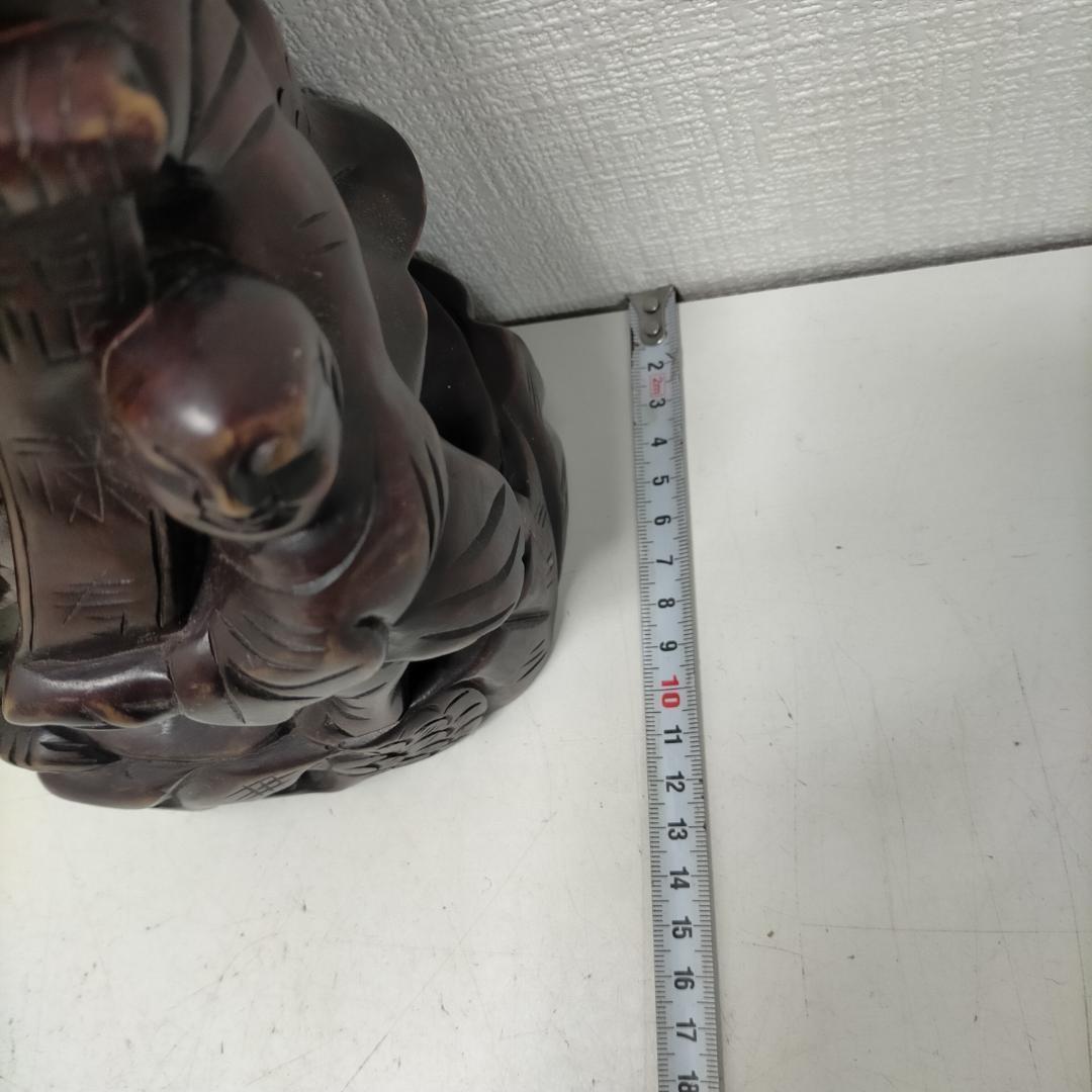 木彫り彫刻 福禄寿 置物 七福神 縁起物 和風 床の間 飾り 260115-2T