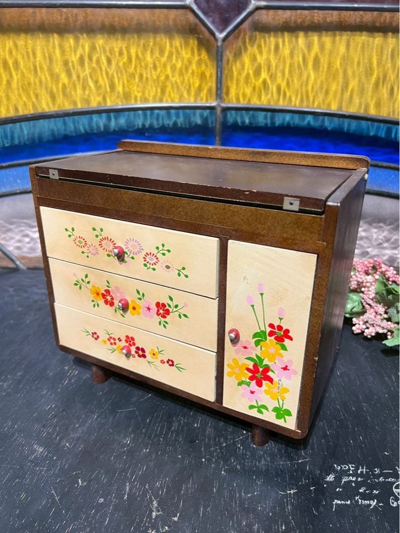 希少 花柄 小物入れ 昭和レトロ 当時物　　インテリア レトロポップ