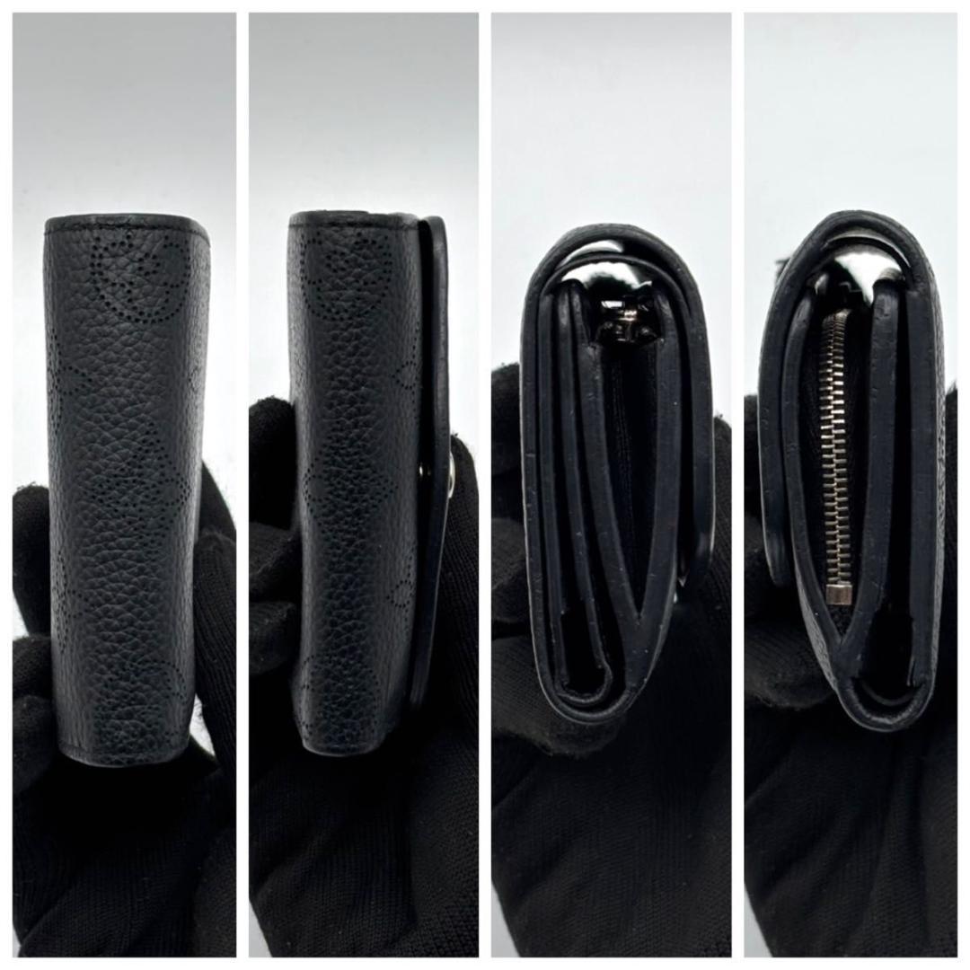 極美品 現行 ルイヴィトン マヒナ イリスXS 三つ折り財布 ノワール 黒