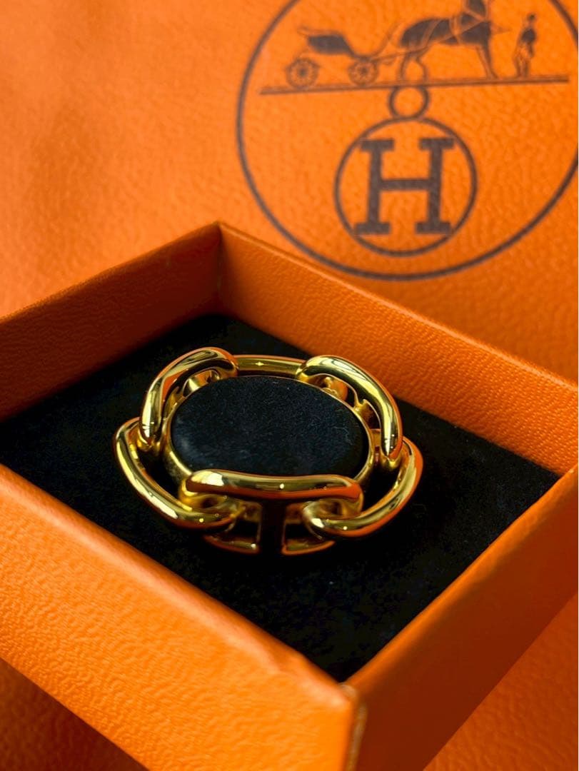 【新品未使用】HERMÈSエルメス　 シェーヌダンクル スカーフリング ゴールド