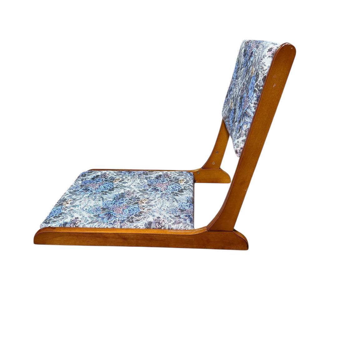 昭和レトロ 花柄 折り畳み座椅子 4脚セット 和風 木製