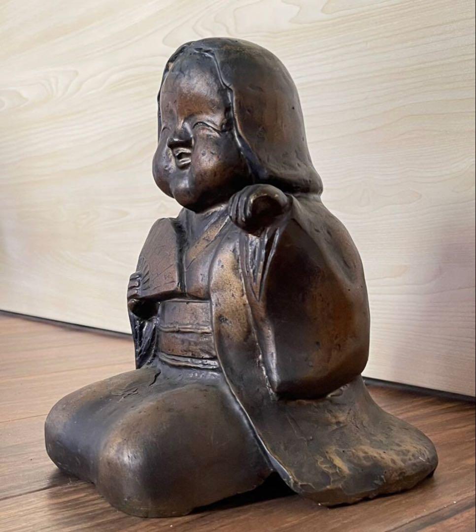 春画彫刻 春画人形 銅製 隠し絵 手招き おかめ おたふく 4.8kg銅製