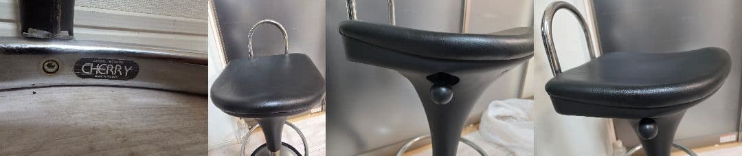 バースツール ガラス天板 スチールフレーム　チエアセット