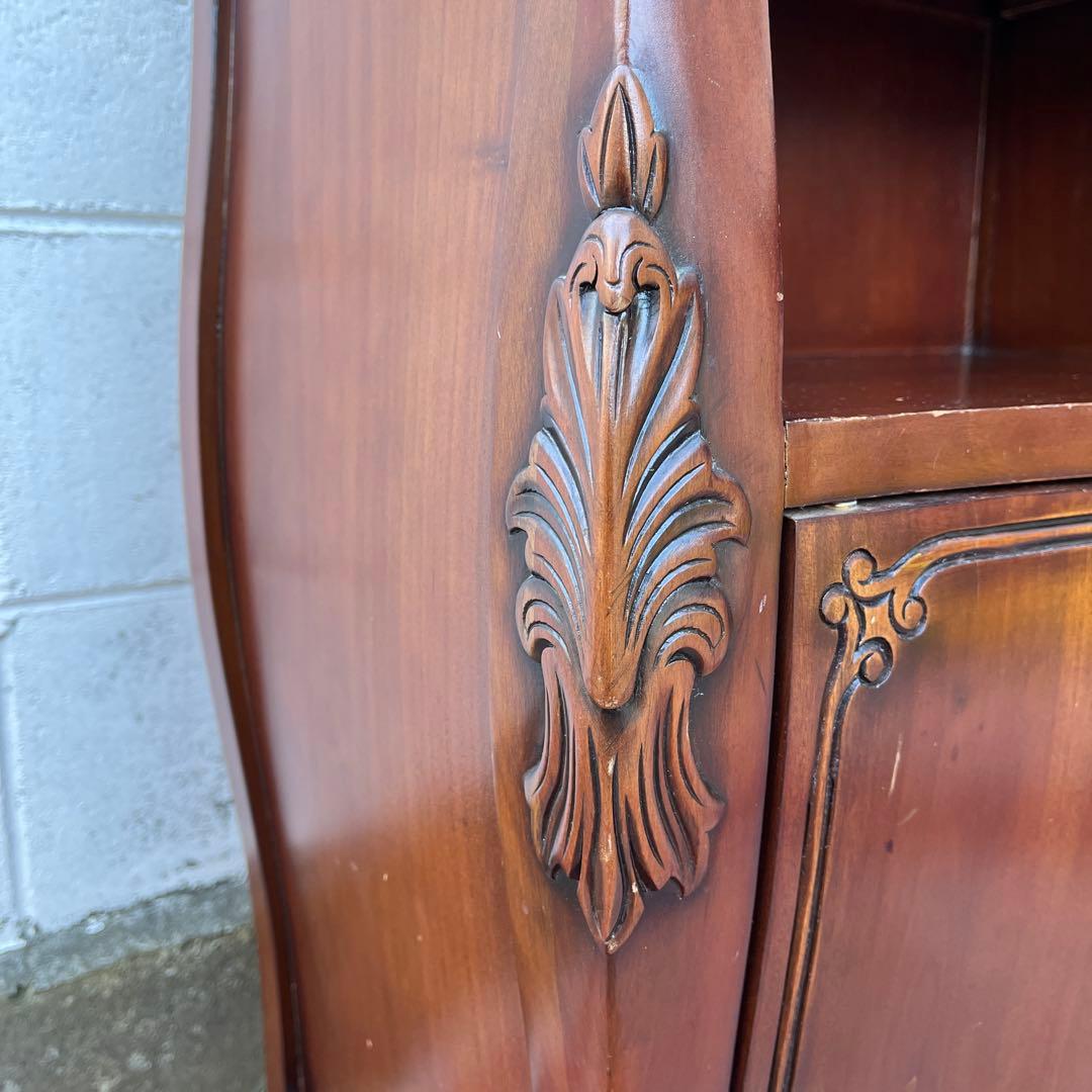 アンティークデザイン◾️革レザー天板 コンソールテーブル 飾り台 木製キャビネット