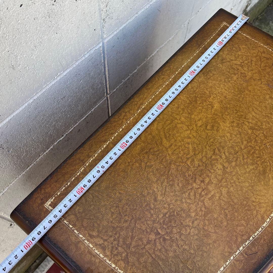 アンティークデザイン◾️革レザー天板 コンソールテーブル 飾り台 木製キャビネット