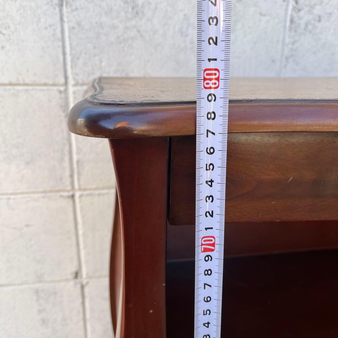 アンティークデザイン◾️革レザー天板 コンソールテーブル 飾り台 木製キャビネット