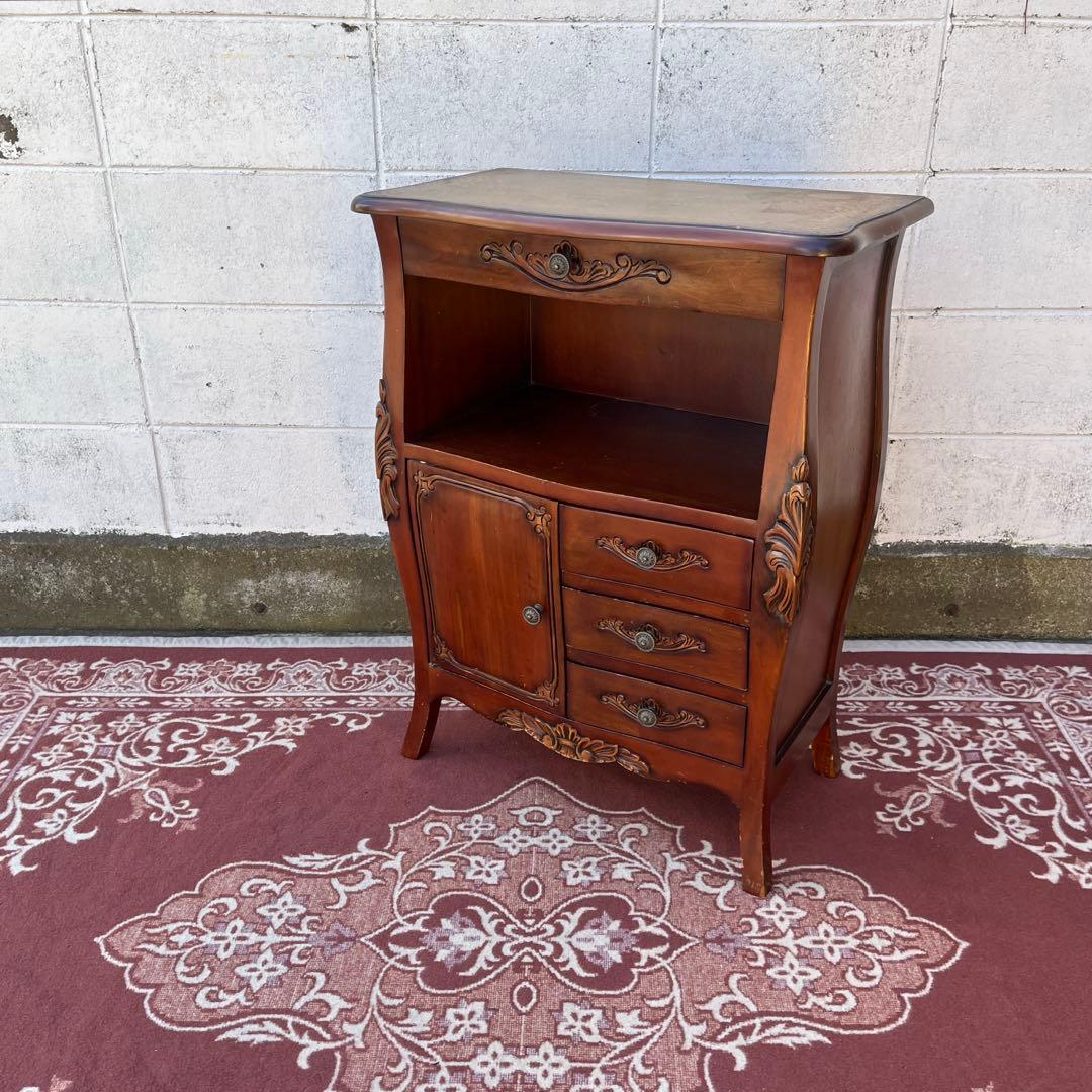 アンティークデザイン◾️革レザー天板 コンソールテーブル 飾り台 木製キャビネット