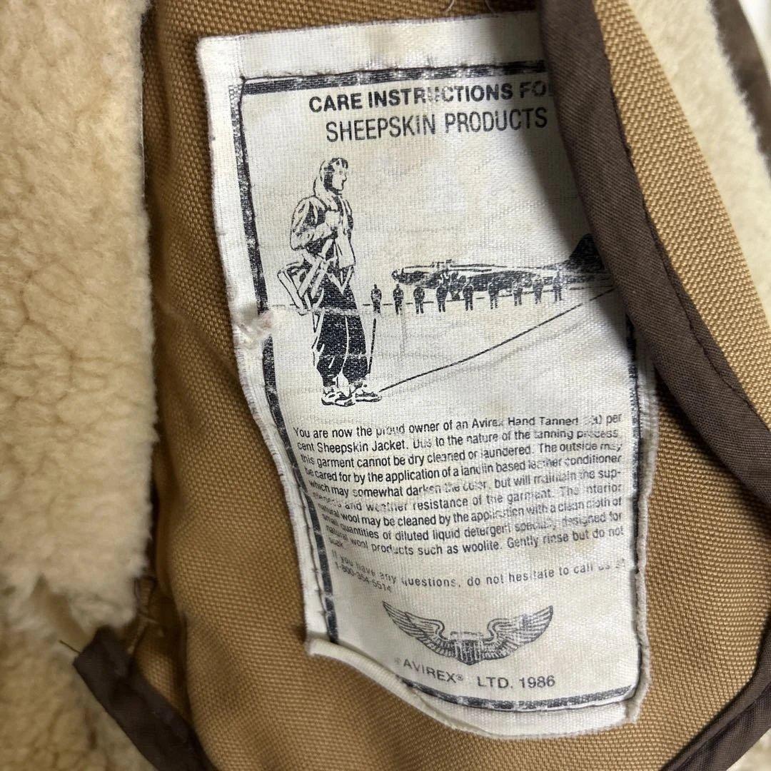 USA製 AVIREX ムートンフライトジャケット ボア 羊革 B3 38 秋冬