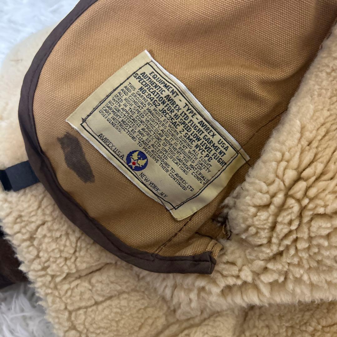 USA製 AVIREX ムートンフライトジャケット ボア 羊革 B3 38 秋冬