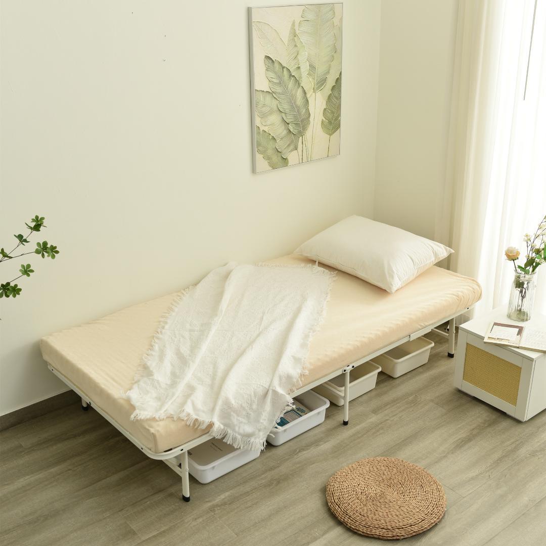 赤字価格！パイプベッド 折りたたみベッド シングル 組立簡単 （S）WHITE