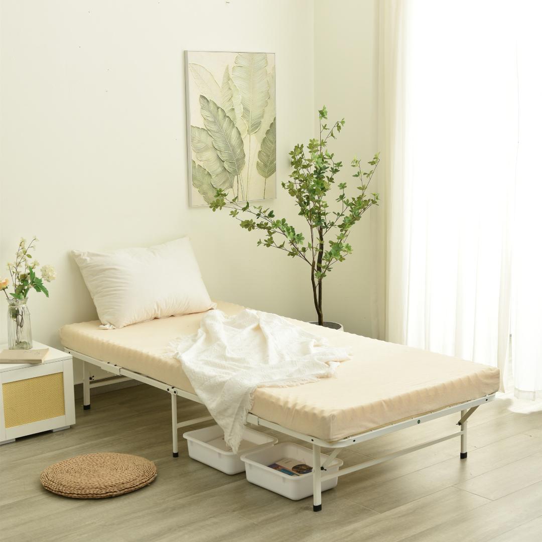 赤字価格！パイプベッド 折りたたみベッド シングル 組立簡単 （S）WHITE