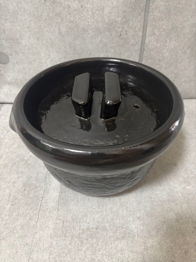 雲井窯 御飯鍋 黒楽 土鍋　5合炊き