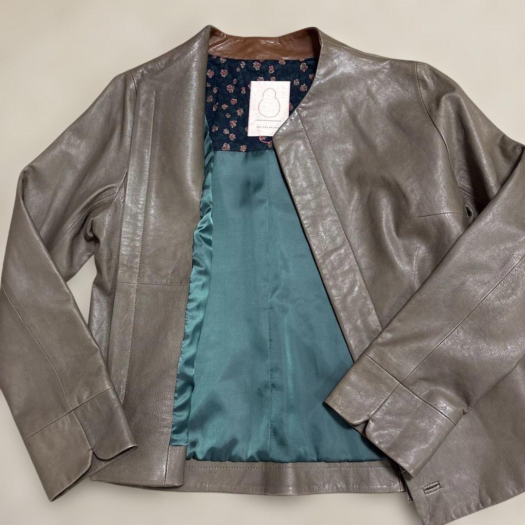 美品　パラスパレス　ラムレザー　イタリア　ノーカラー　ジャケット　3 ブルゾン
