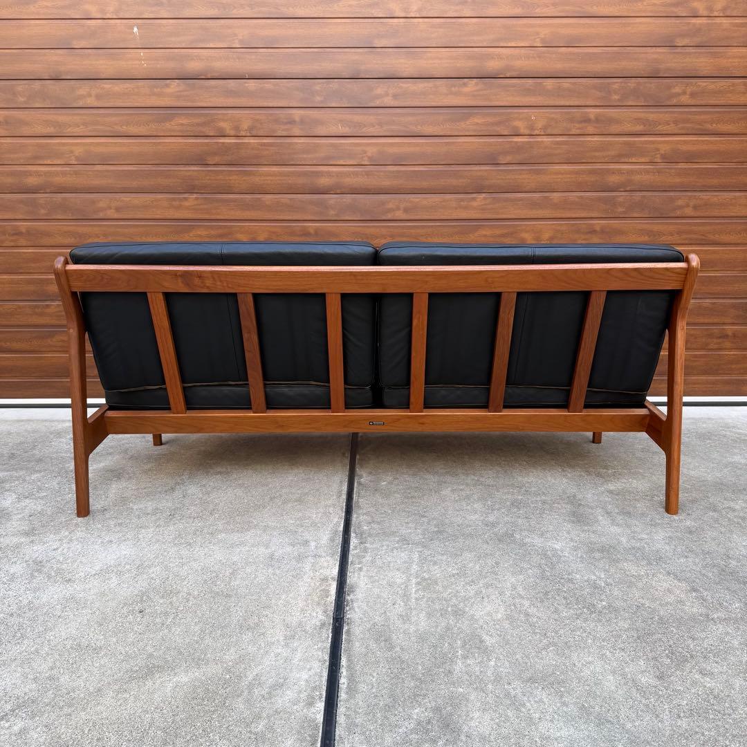 美品 ナガノインテリア 3P ソファ ウォールナット 本革 購入価格46万