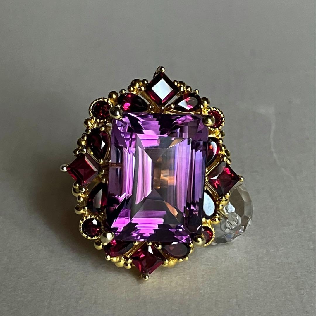 25ct アメジスト・ガーネットリング・指輪シルバー925K18金ゴールド
