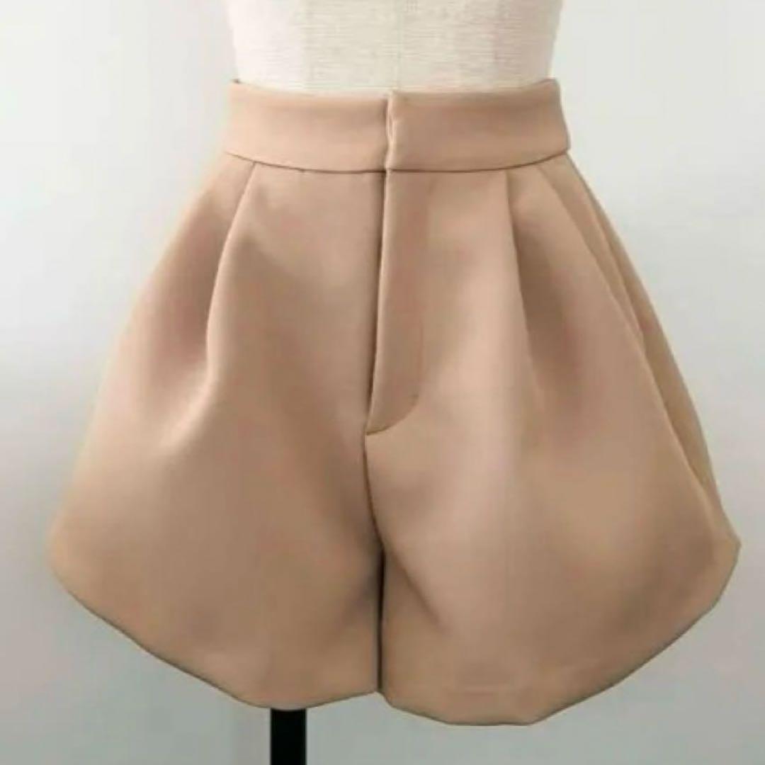 Sheller ベージュ プリーツキュロット ハイウエスト