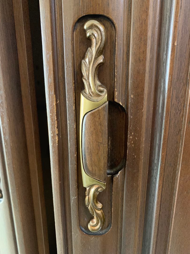 木製　洋服タンス　3枚扉　引出/鏡/ハンガーポール付