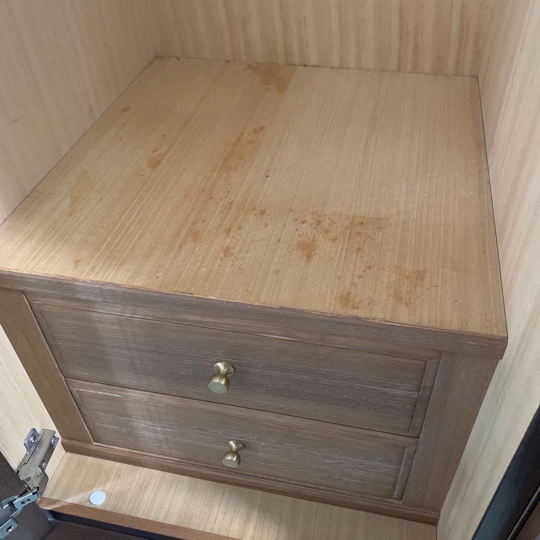 木製　洋服タンス　3枚扉　引出/鏡/ハンガーポール付