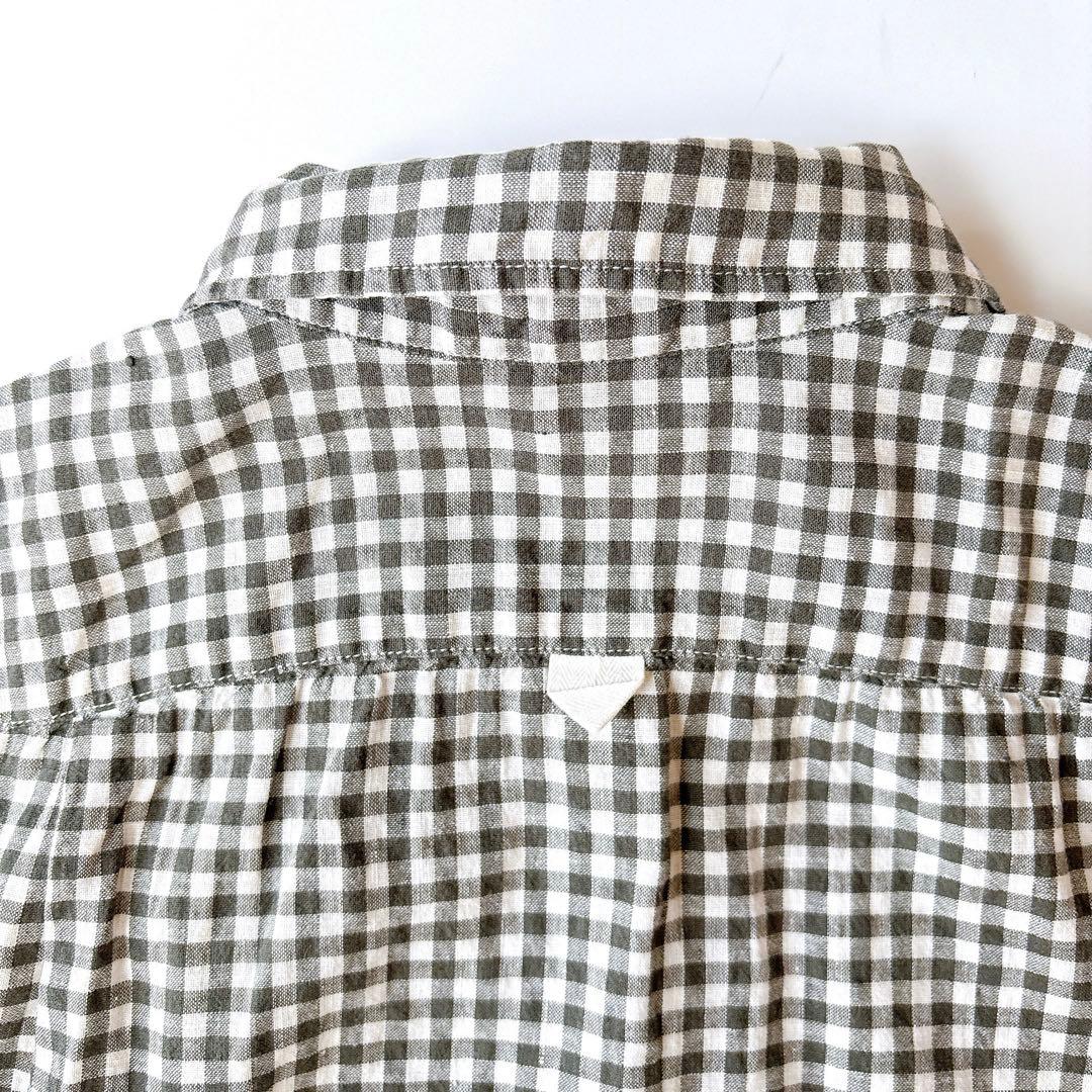 美品⁑マーガレットハウエル　リネンコットン ラウンドカラーブラウス　チェック　2