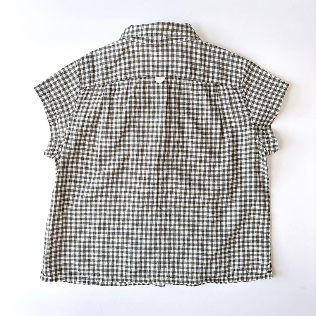 美品⁑マーガレットハウエル　リネンコットン ラウンドカラーブラウス　チェック　2