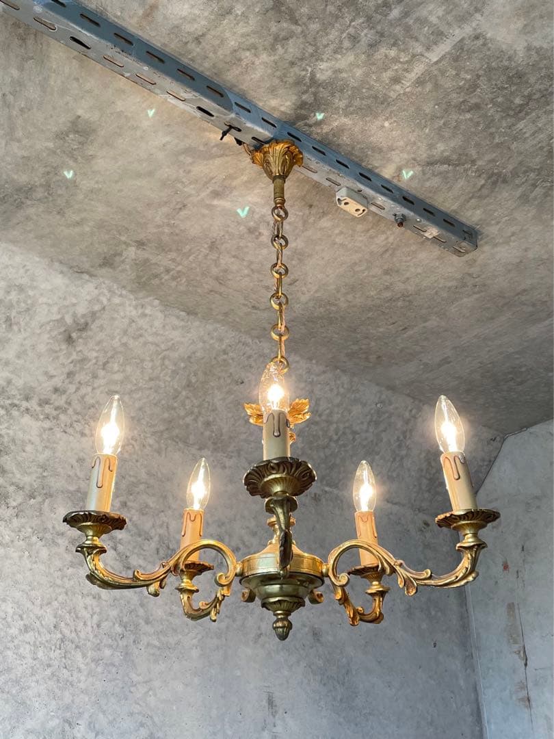 激安！5-8.フランス アンティーク シャンデリア 5灯 キャンドル 吊り下げ