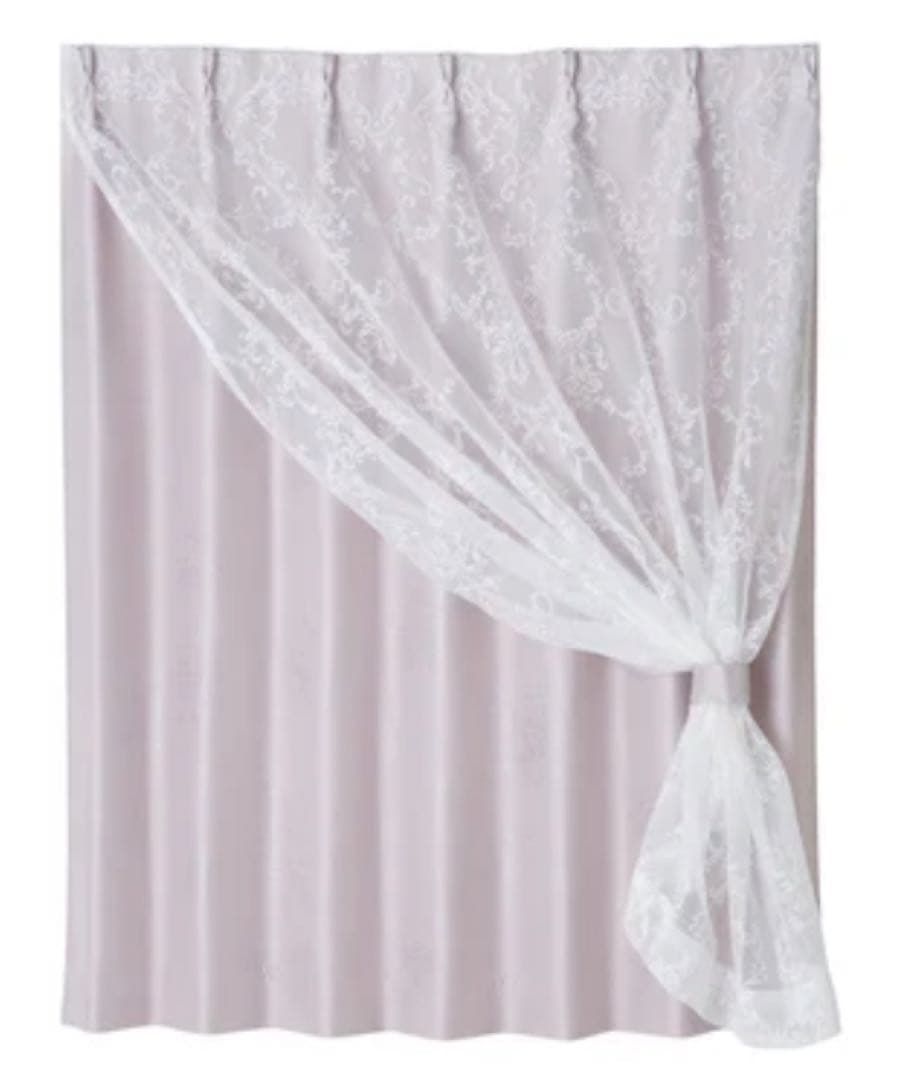 薄紫 プリーツ レースカーテン　135×100 2枚分