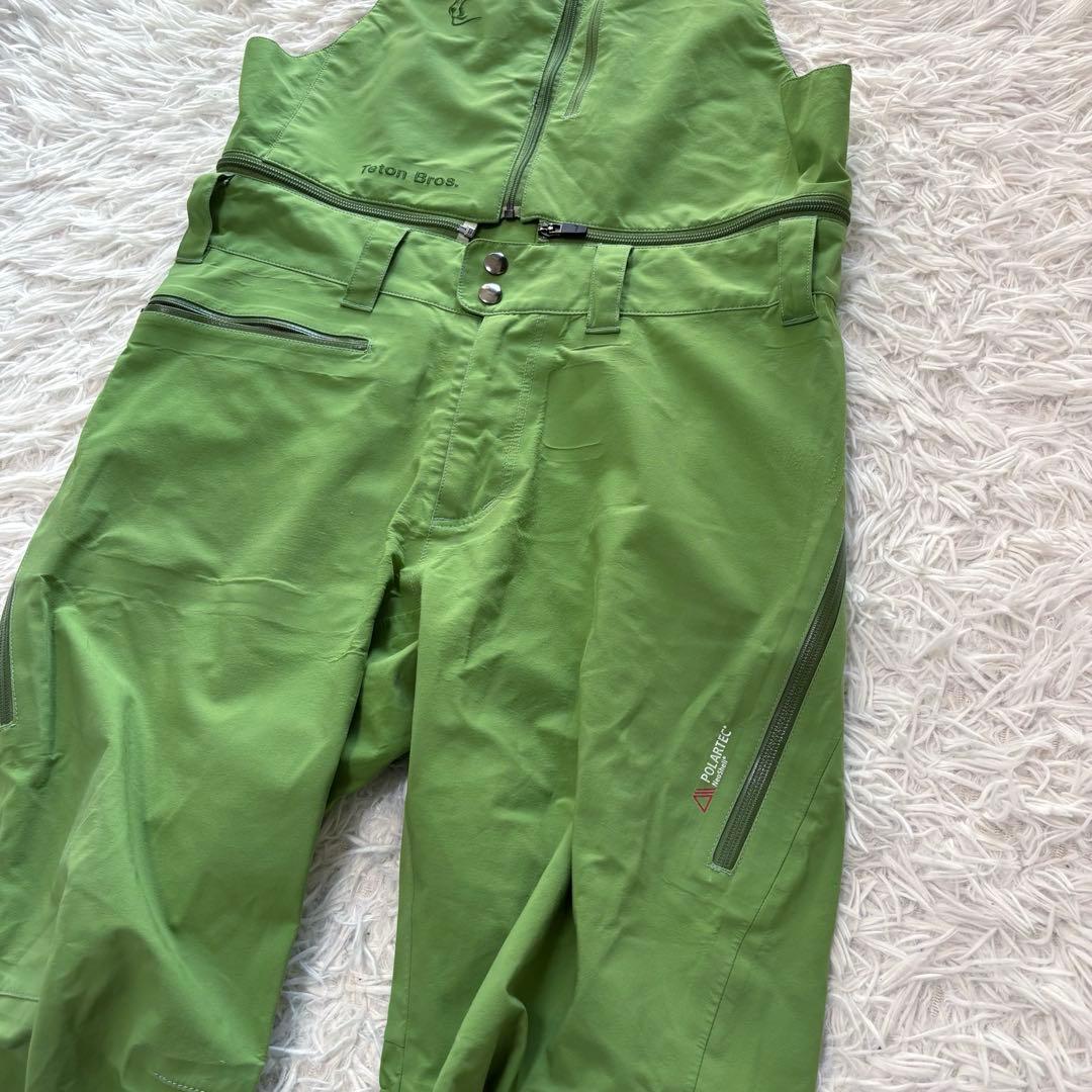 Teton bros ビブパンツ スノボ グリーン シェルパンツ 防風