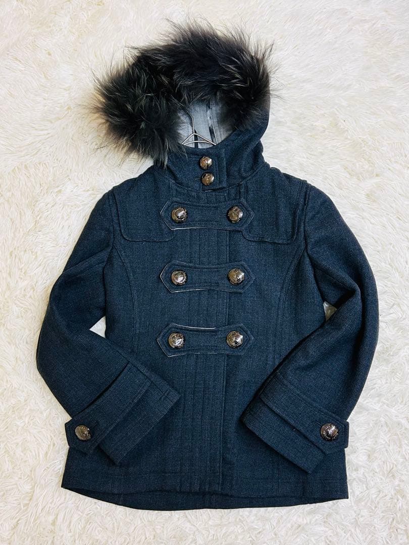 Burberry Blue Label ファー付ウールコート40ナポレオンコート