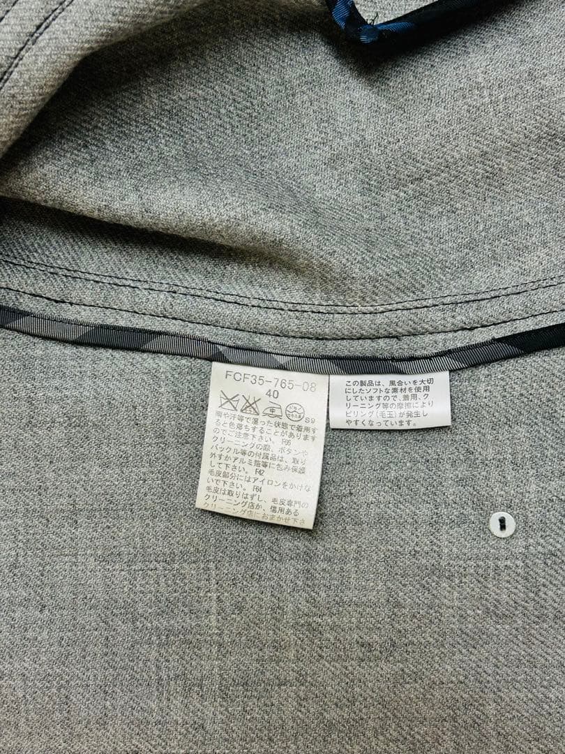 Burberry Blue Label ファー付ウールコート40ナポレオンコート