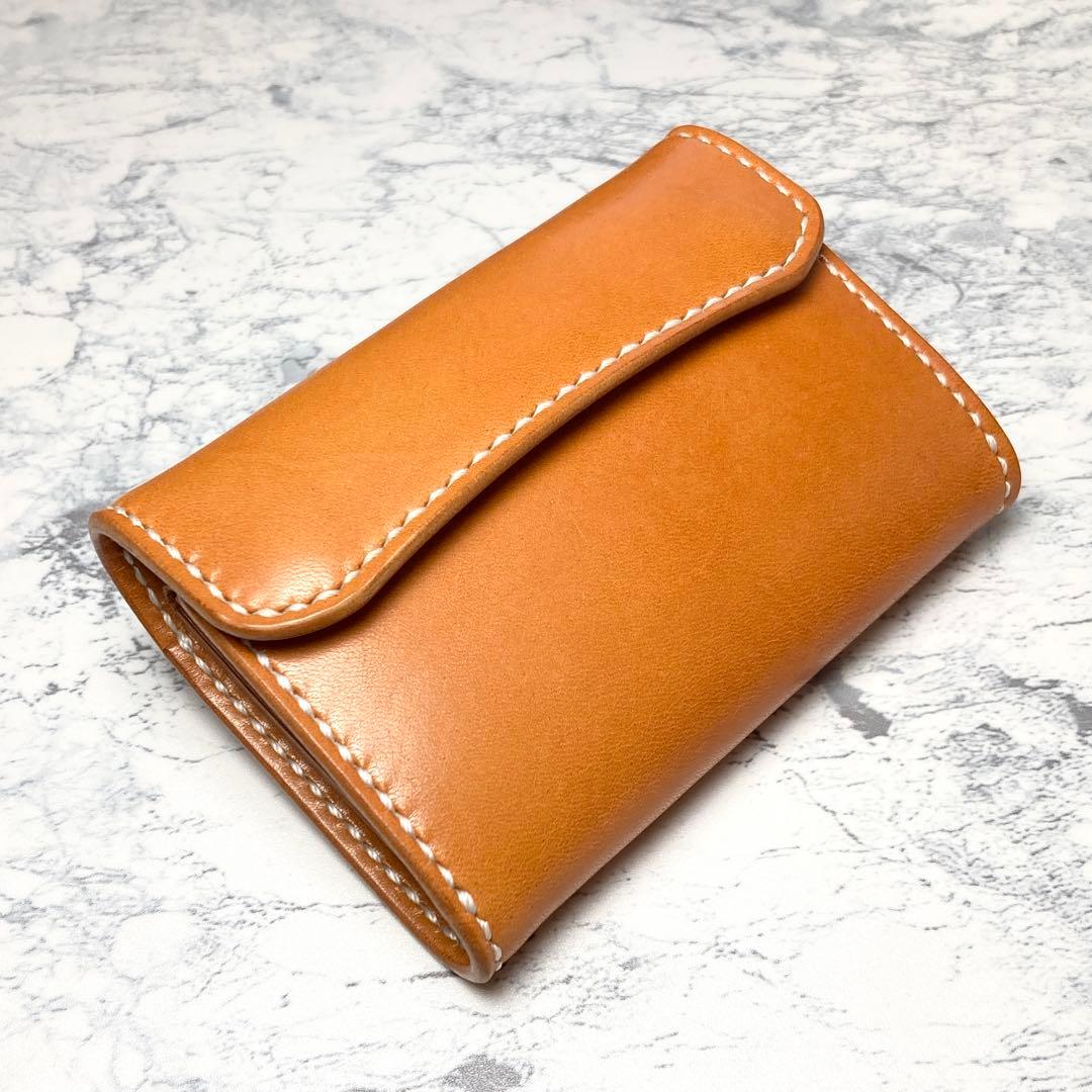 本革 三つ折り財布 栃木レザー コンパクト財布 キャメル メンズ レディース