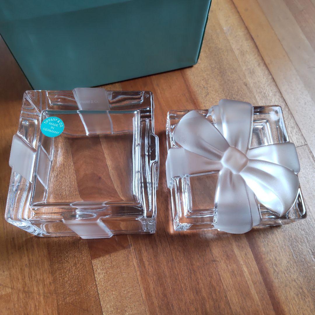 TIFFANY & Co. クリスタルボウボックス美品ティファニーガラス小物入れ
