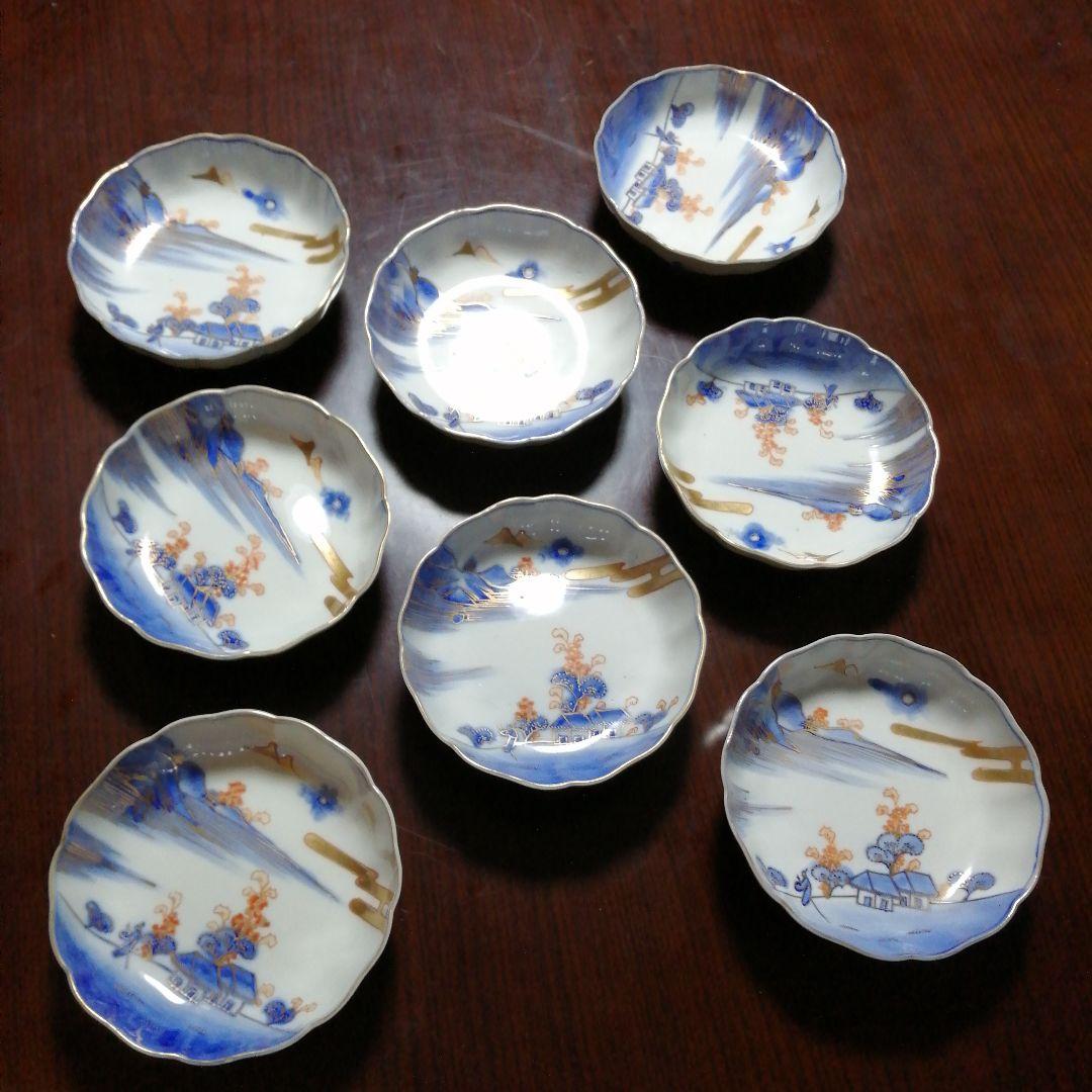 古伊万里　金彩膾皿　8枚　15cm　幕末〜明治期