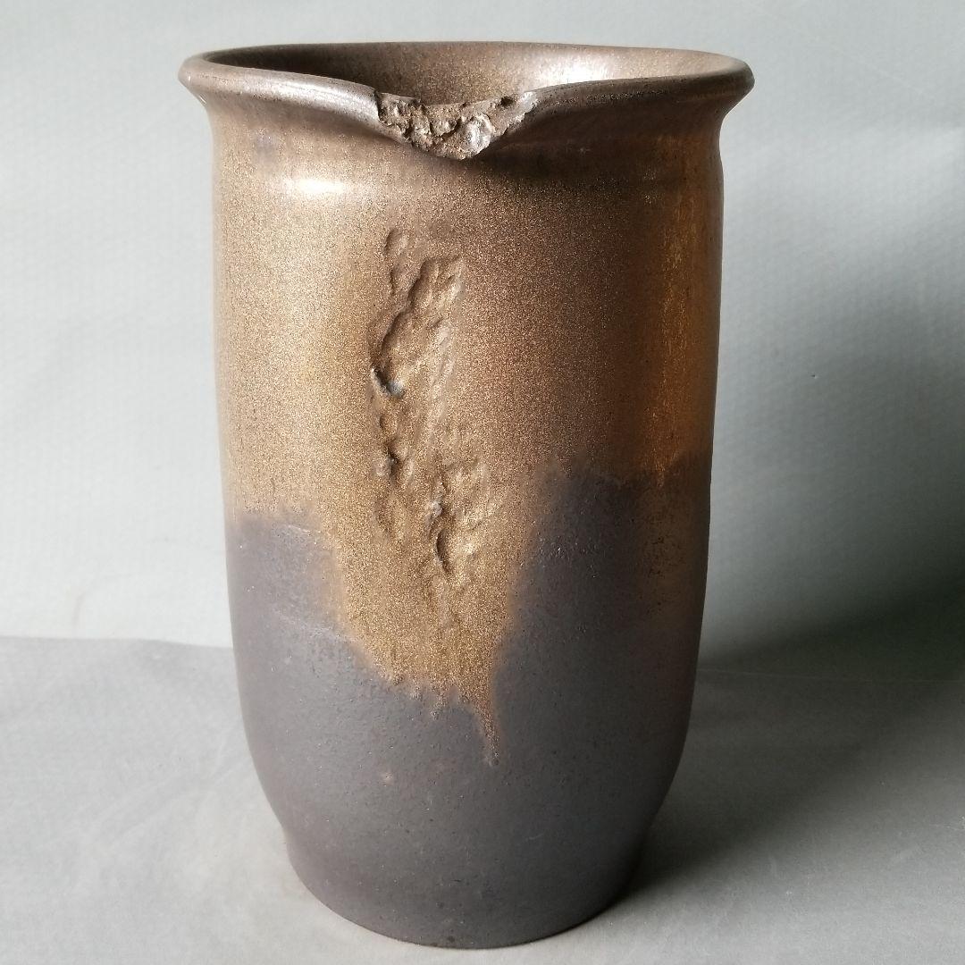 信楽焼　傘立て  変形金彩 高さ４４cm