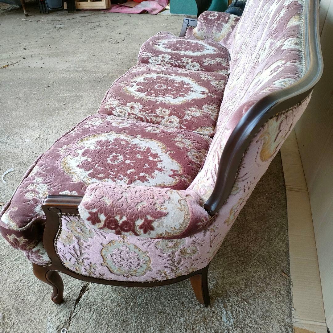 カリモク ドマーニ 3人掛けソファ 布張り 鋲打ち 金華山