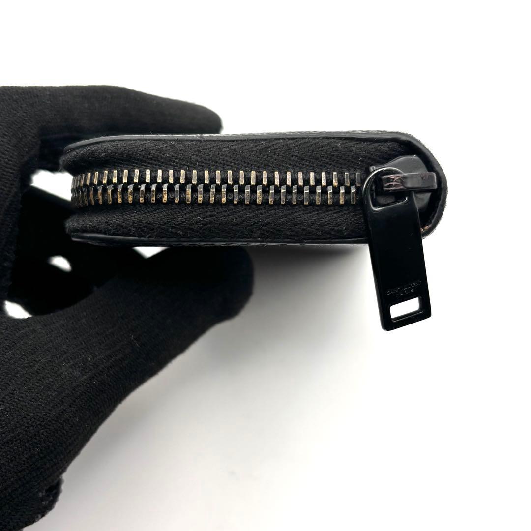 サンローラン ケース YSL カサンドラ ブラック ラウンドファスナー