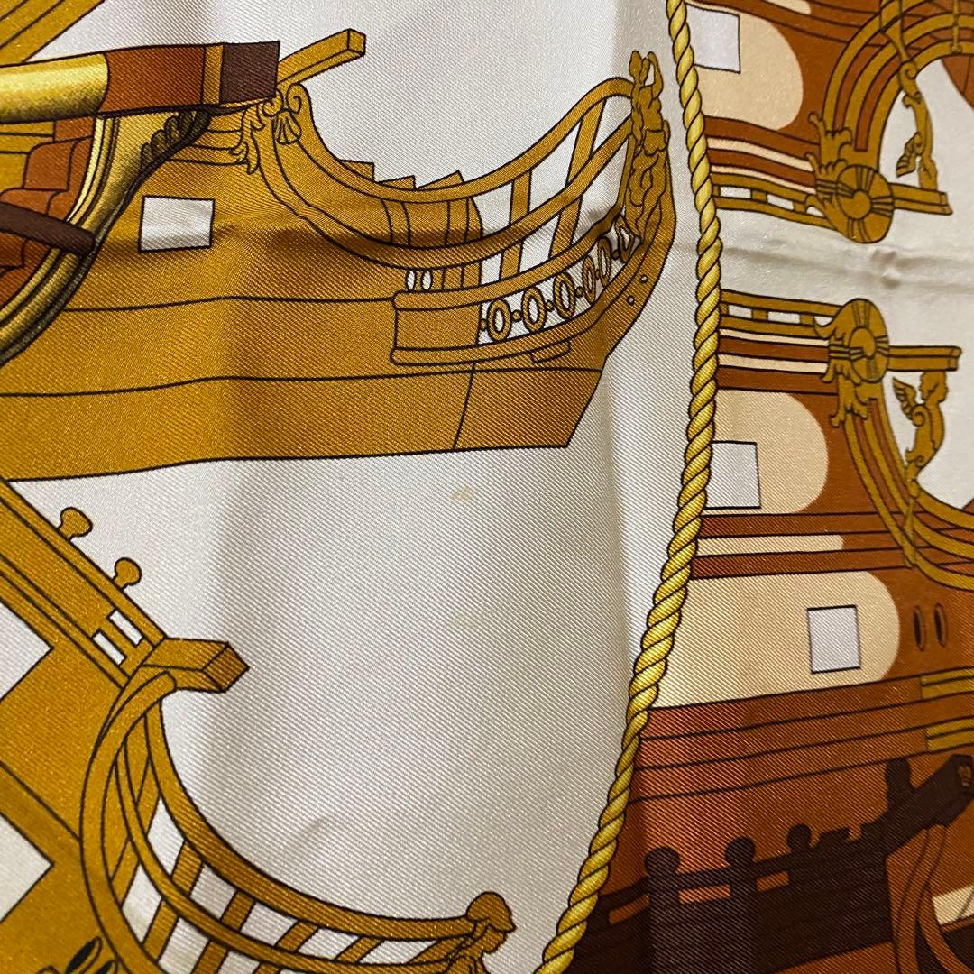 HERMES カレ90 大判シルクスカーフ PROUES 船首像 エルメス