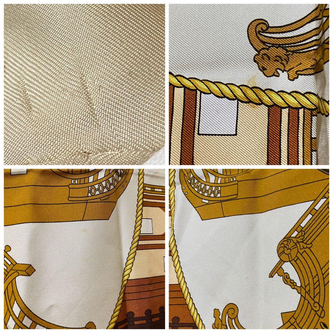 HERMES カレ90 大判シルクスカーフ PROUES 船首像 エルメス