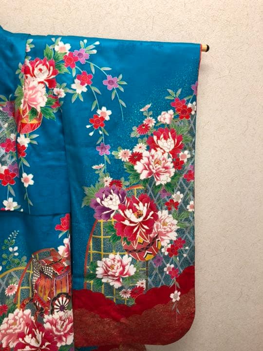 七五三　女の子　着物　水色