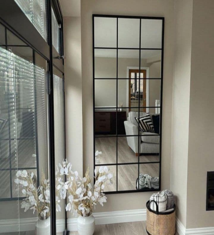 格子　ミラー　壁掛けミラー　大型ミラー　鏡　9枚