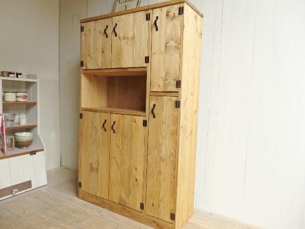 サイズオーダー可！スリム6扉キャビネット●ナチュラルブラウン無垢材●受注製作