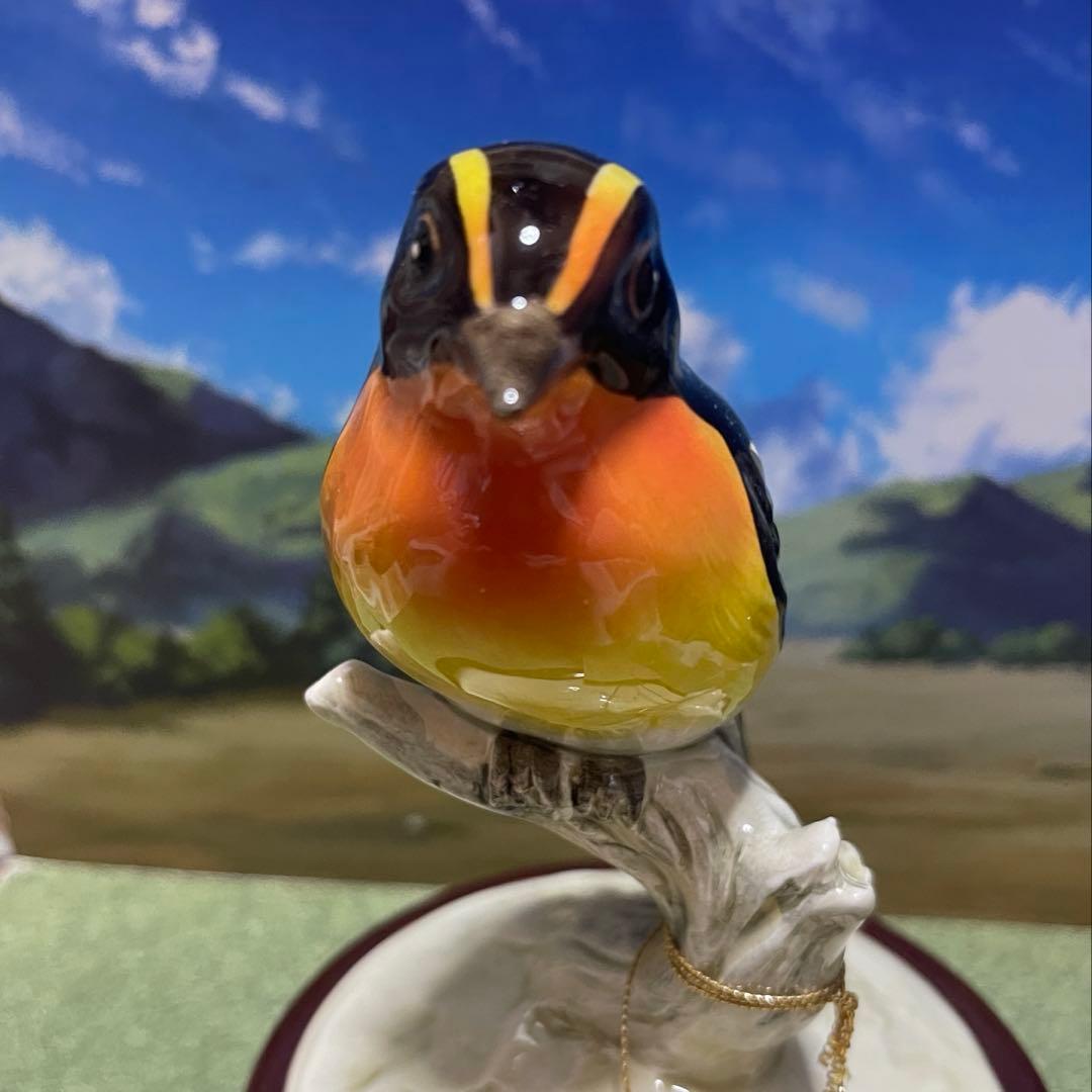 日本野鳥の会 監修キビタキ 陶器製 オルゴール 名曲 『愛のオルゴール』希少‼︎