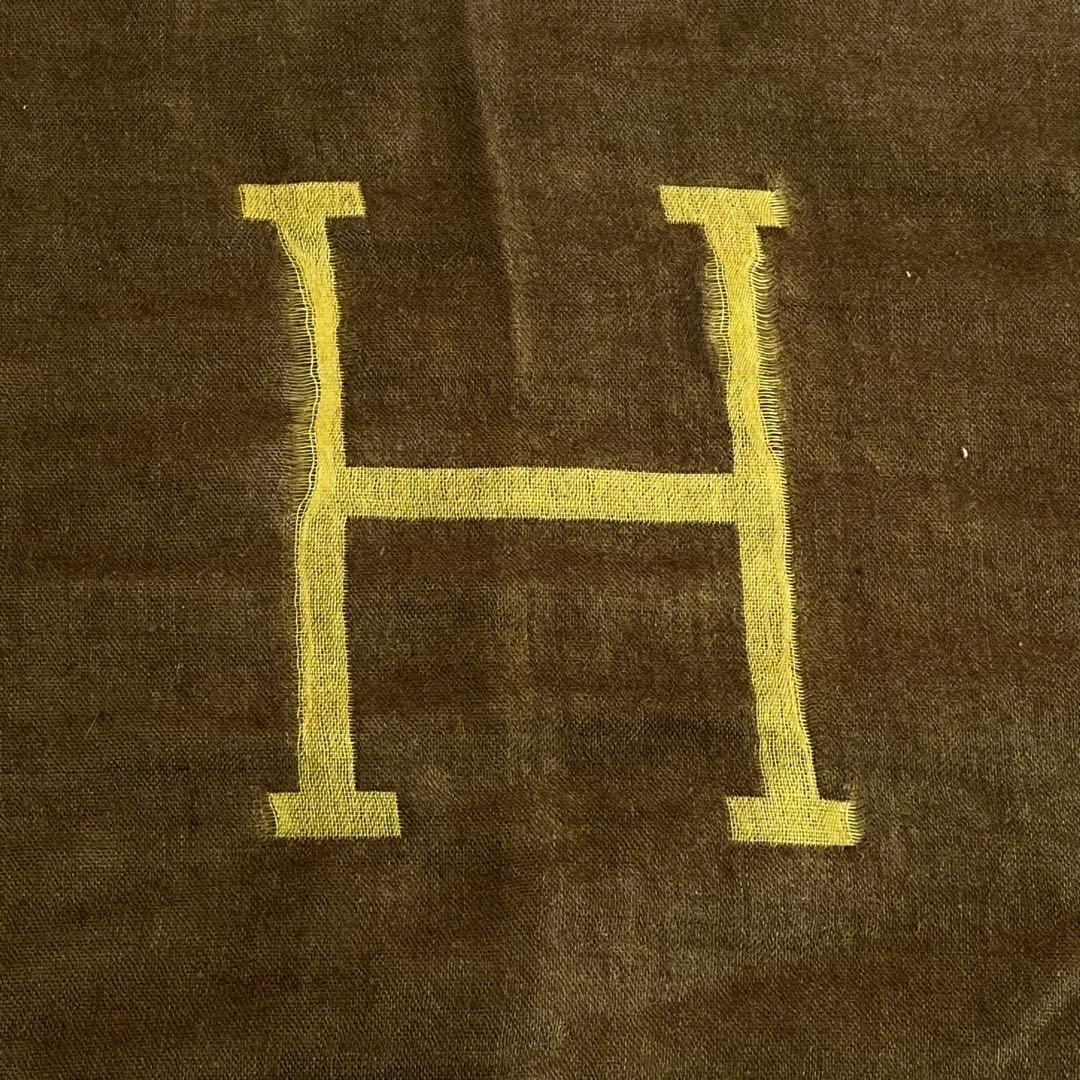HERMES エルメス カシミヤ シルク スカーフ ストール グリーン Hロゴ