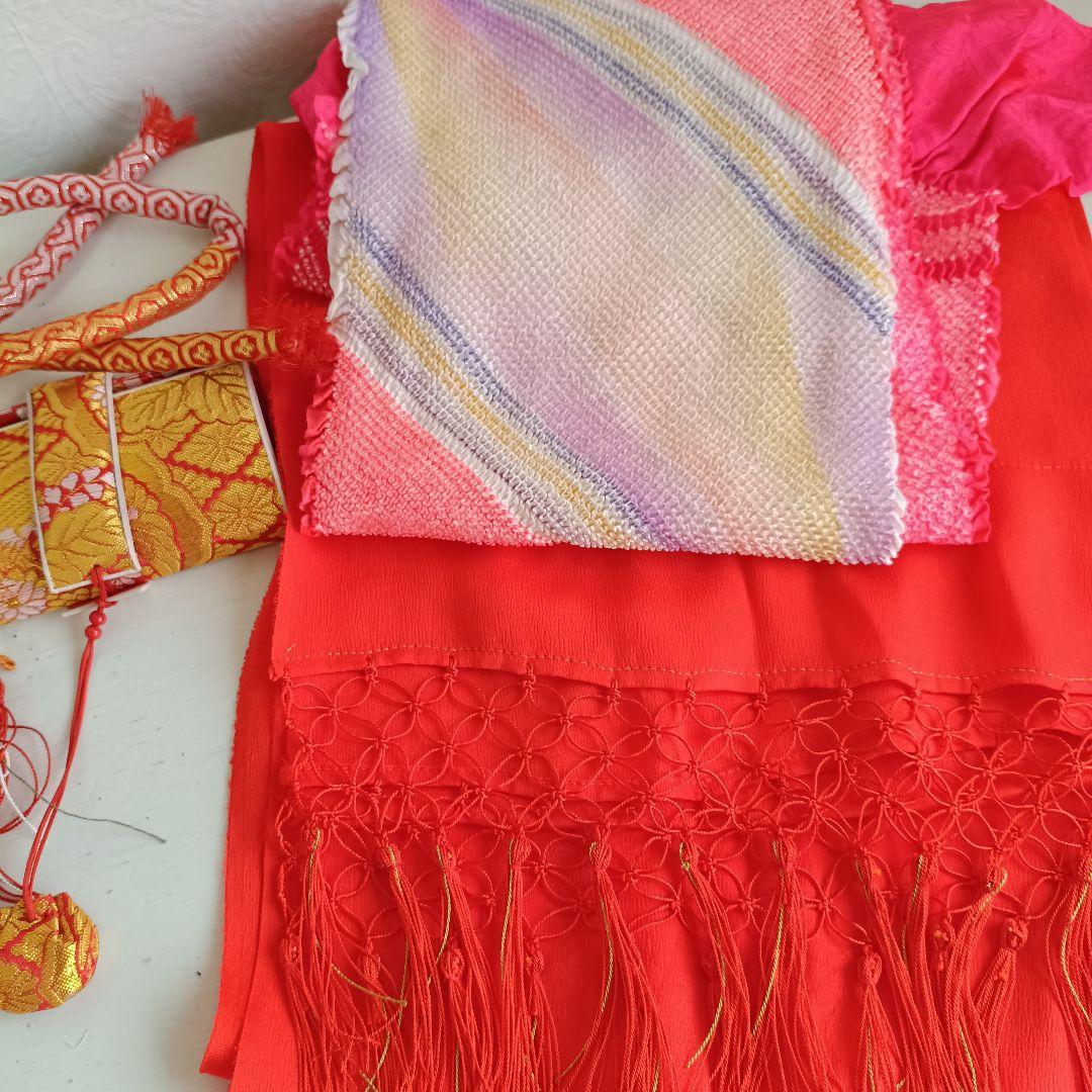 正絹☆クリーム色の着物と作り帯セット